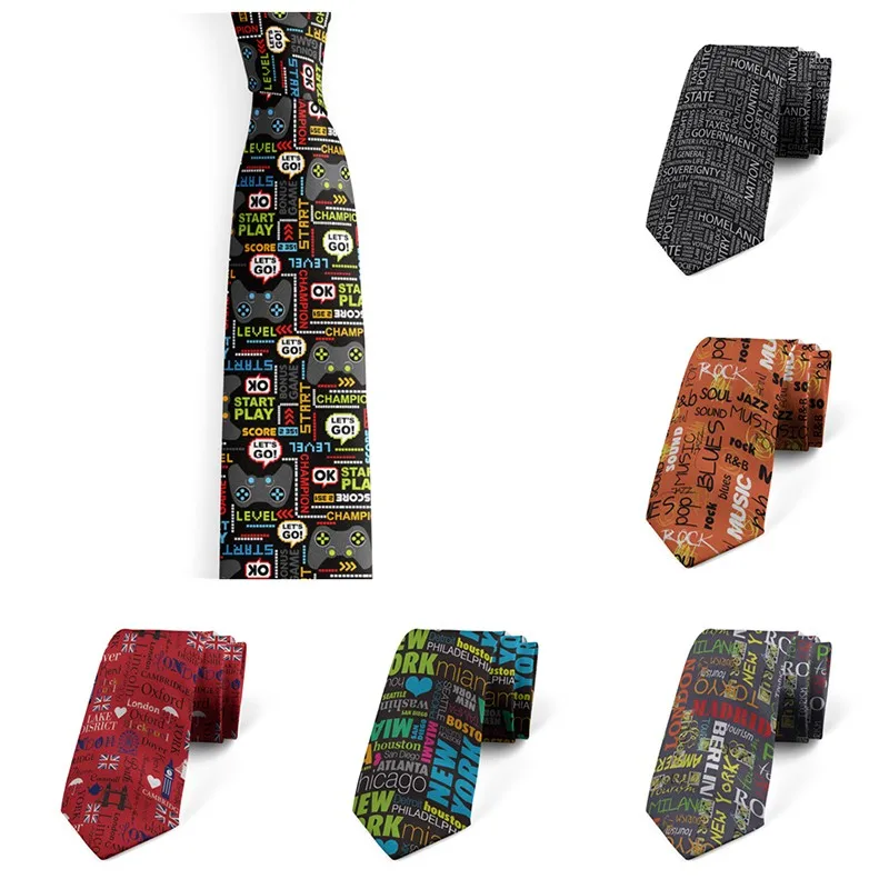 

Fashion Letter Print Neckties For Men Casual Festival Party 8cm Slim Neck Ties Wedding Festival Business Shirt Accessories Ties