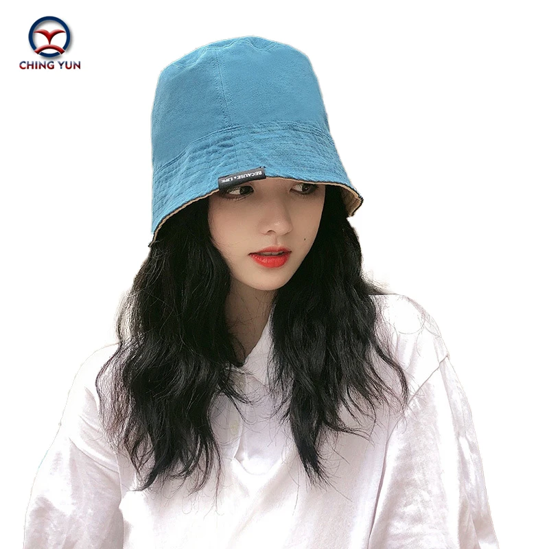 CHING YUN new summer women's bucket hat Korean Wearable on both sides sun hat beach fisherman hat folding casual hat Sun hat