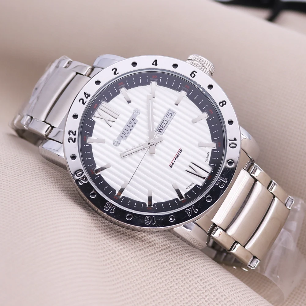 

Часы наручные Julius мужские многофункциональные, модные деловые, из нержавеющей стали, подарок на день рождения, отца, без коробки