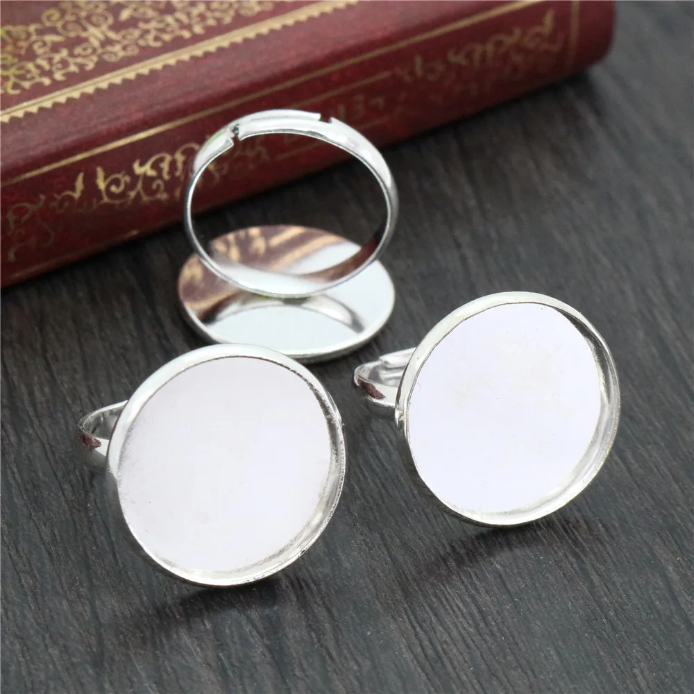12 мм 20 яркие посеребренные бронзовые латунные регулируемые настройки кольца
