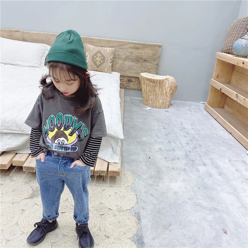 Новое поступление Весенняя Хлопковая универсальная футболка в Корейском стиле с