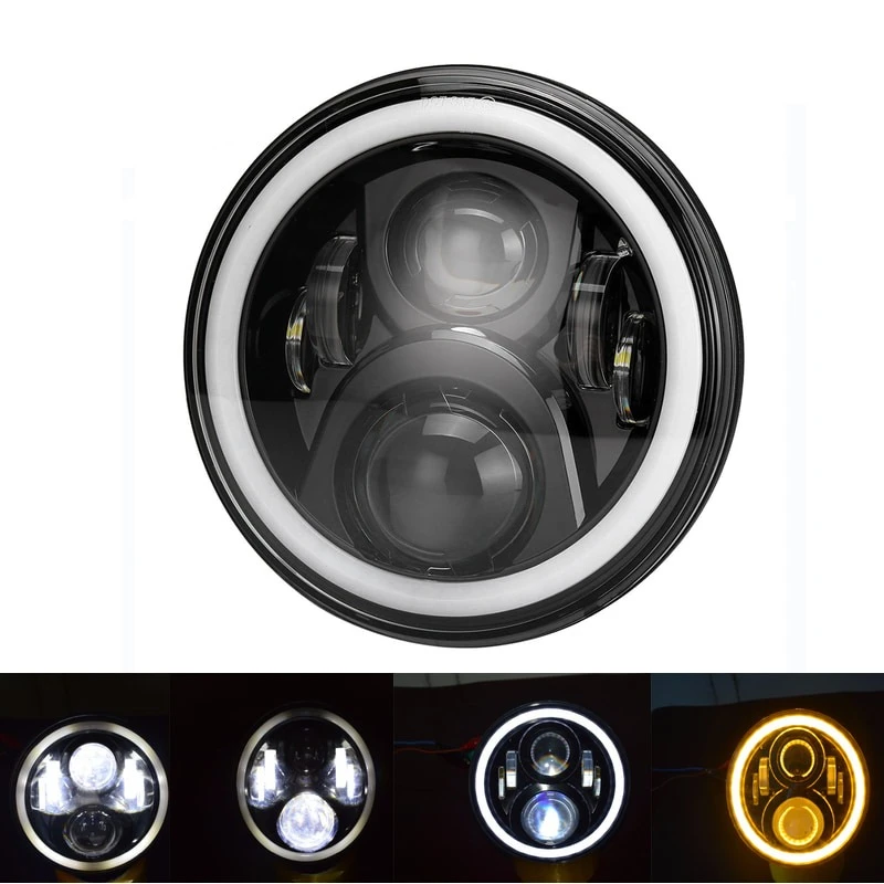 

For Lada 4X4 urban Niva 7Inch LED Headlights Halo Projector with DRL Angel Eyes Amber Turn Signal for Jeep Wrangler JK TJ CJ