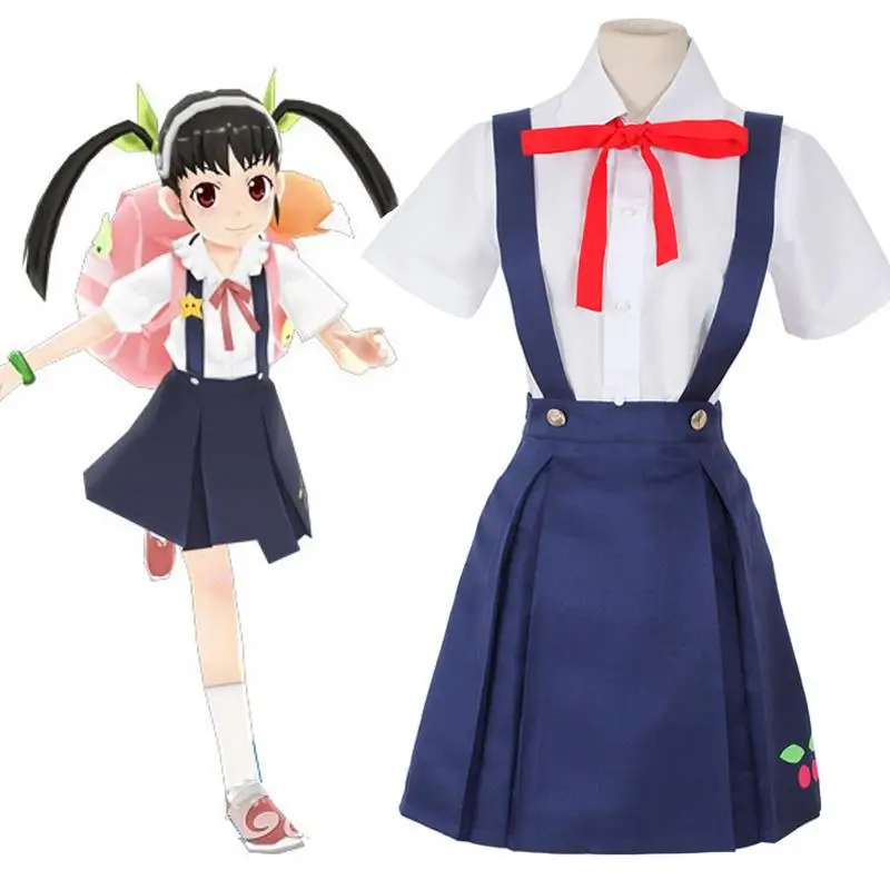 Аниме из сериала моногатари Hachikuji Mayoi школьная форма косплей костюм на Хэллоуин