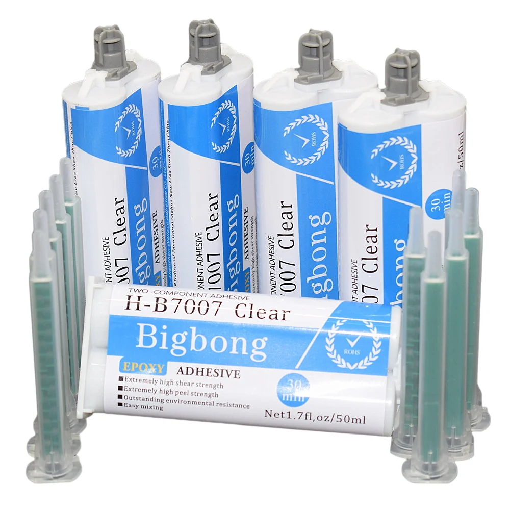 5pc Epoxy Resin Adhesive Glue 50ml Strong Adhesives 1:1 Two Component Transparent AB Glues Set with 10pcs Static Mixing Nozzles |