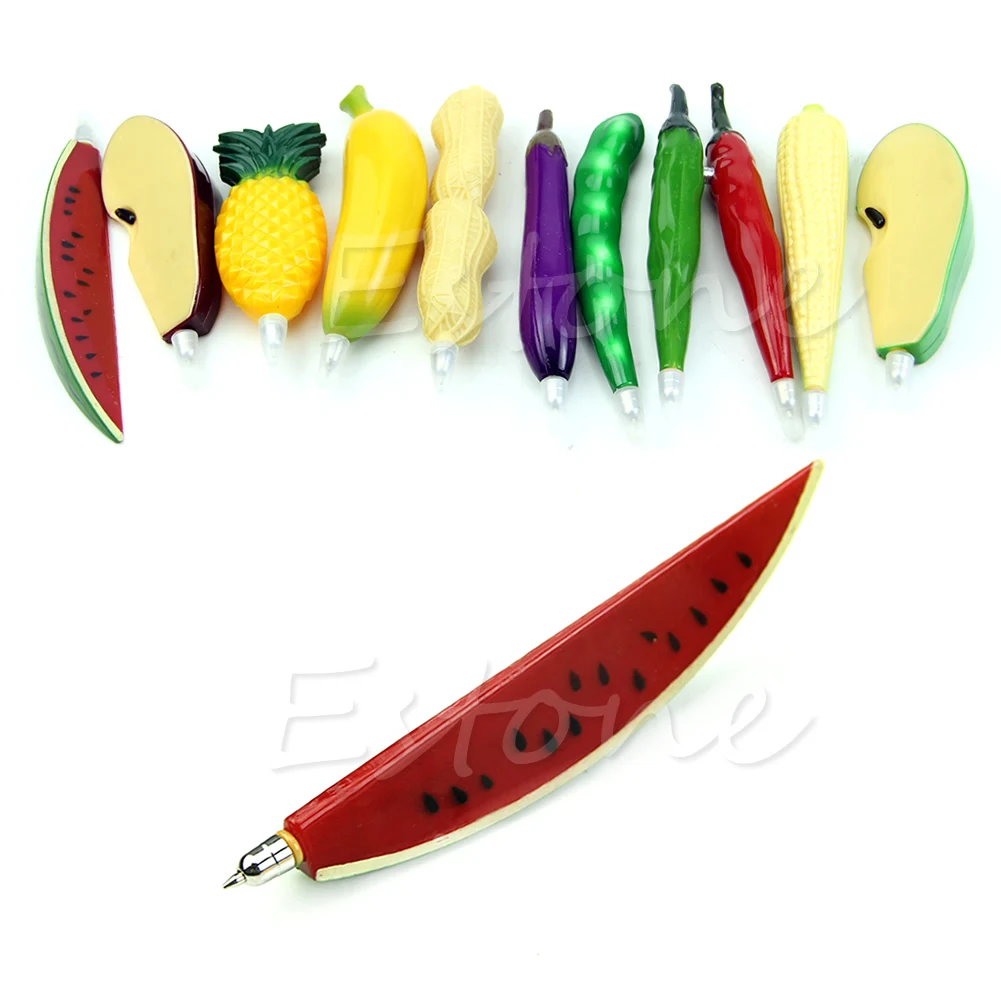 

J2FC Cute Fruit Watermelon Strawberry Orange Eggplant Shaped Convenient Ball Pen