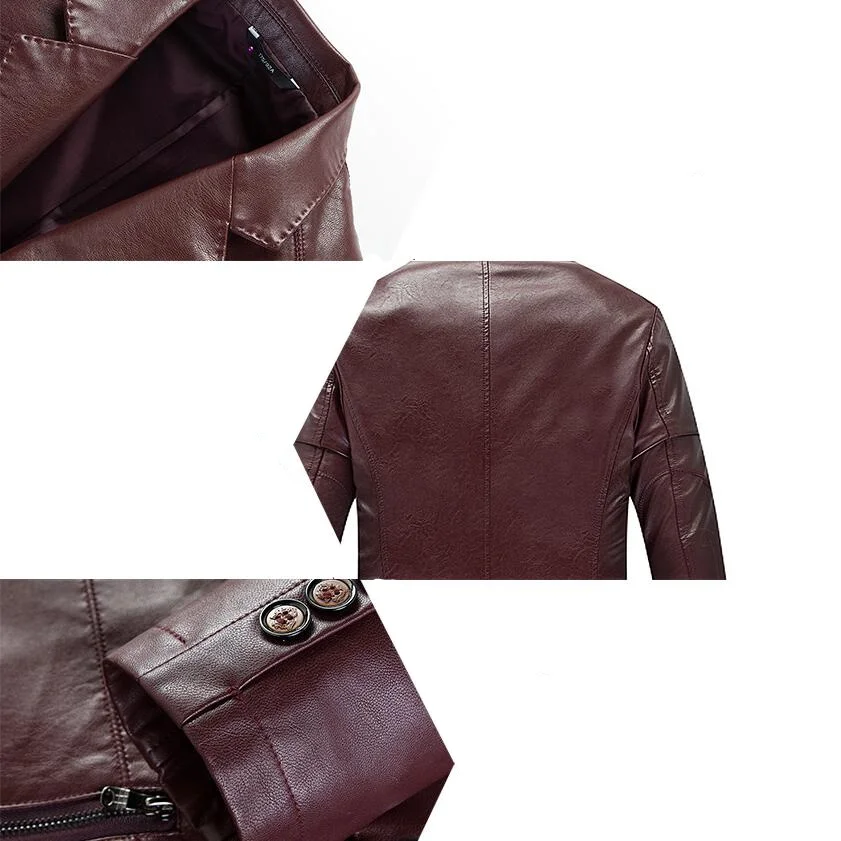 Мужская кожаная куртка из овчины Модная приталенная с воротником для костюма