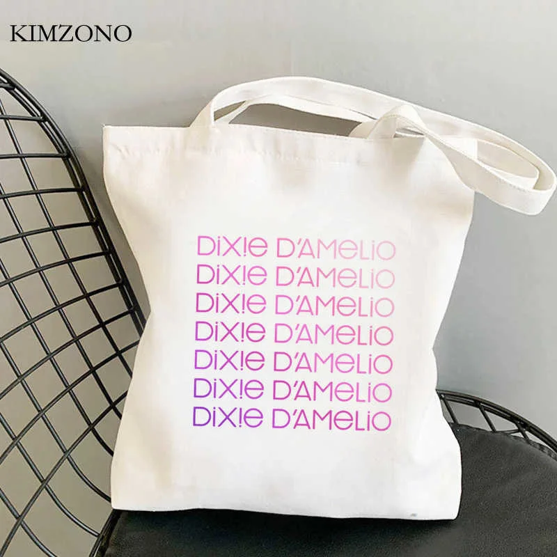 

Charli Damelio shopping bag tote reusable bolso canvas recycle bag cotton bag woven bolsa compra reciclaje string grab