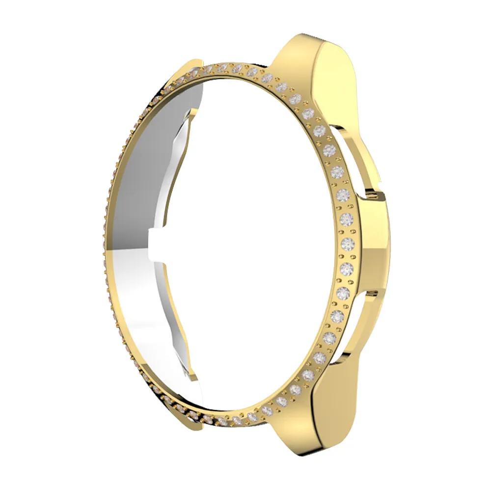Gold Женский чехол для часов samsung Galaxy Watch 42 мм/46 мм/активная Защитная крышка Алмазный Блестящий бампер для gear S3 рамка аксессуары - Цвет: Gold