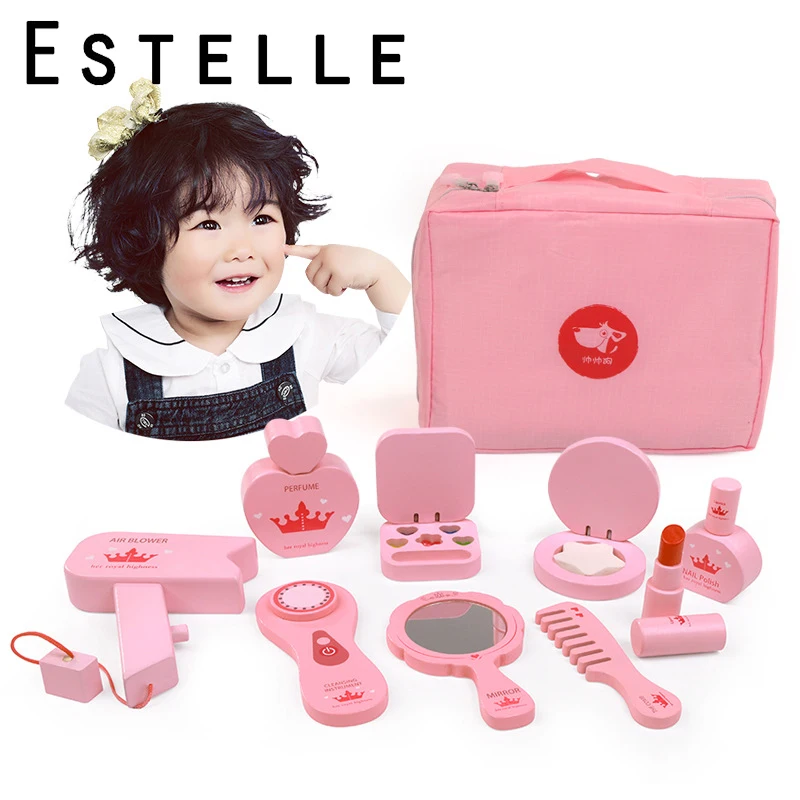 Девочка Макияж игрушки Моделирование игровой дом деревянный комод принцесса