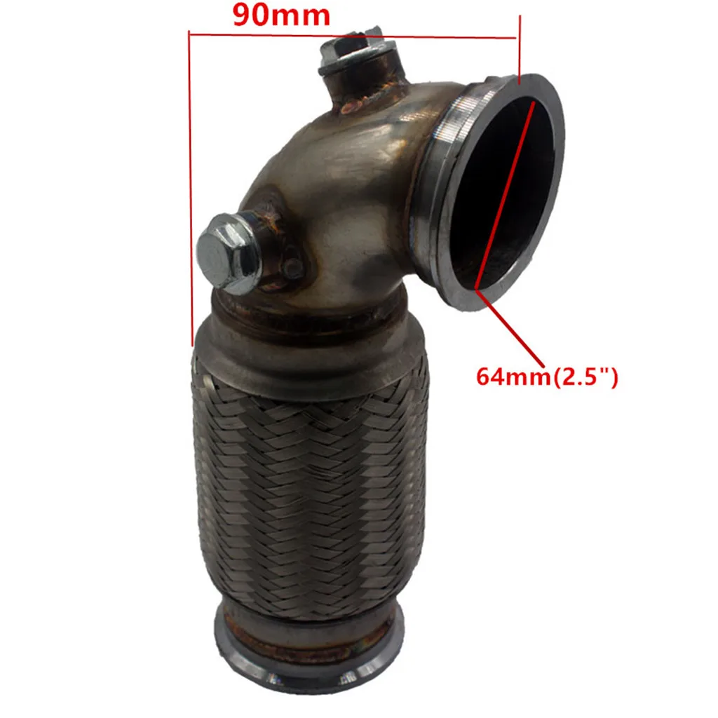 2 5 &quotдюймовый v диапазон Downpipe низкопрофильный 90 градусов W/Flex Bellow нержавеющий