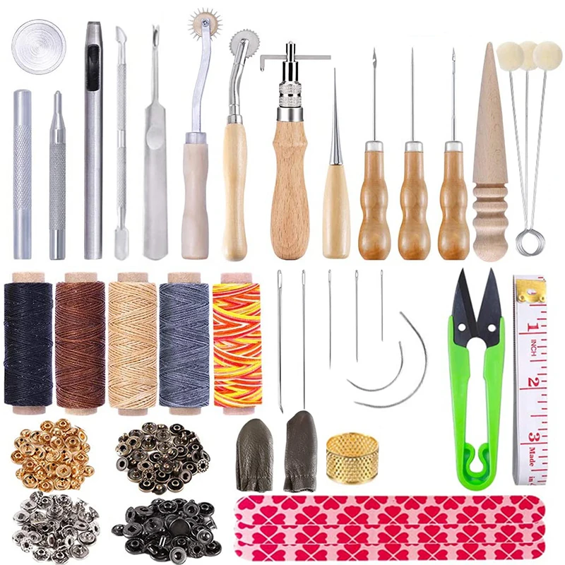 

LMDZ Professional Hand Sewing Awls Stitching Punch Carving Groover Leather Tool Kit Carving Work Saddle Leathercraft Accessories