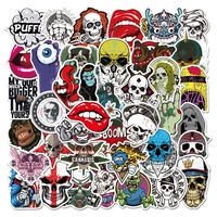 50pcs horror skull graffiti sticker trolley case guitar skateboard sticker laptop skin horror sticker waterproof sticker pack