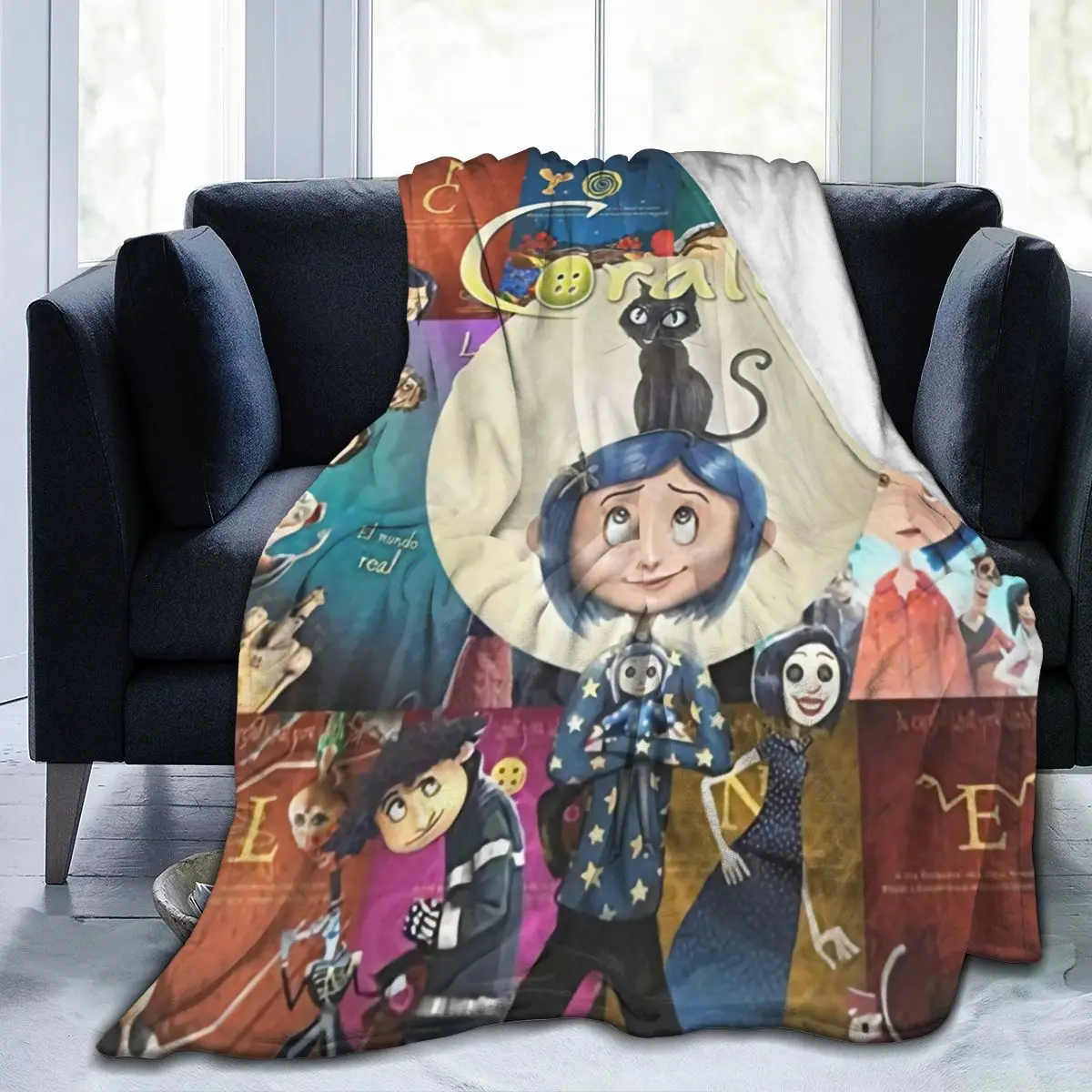

Chinese mythology Harajuku 3D animation blanket, soft and warm coral fleece blanket, cover on sofa, baby wrap sheet