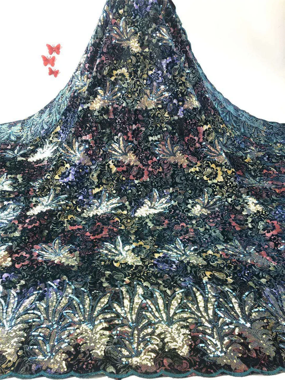 

New Design with Sequins African Fabric Lace Material French Lace Fabric 2020 High Quality Nigeria Lace Fabric FJ3692