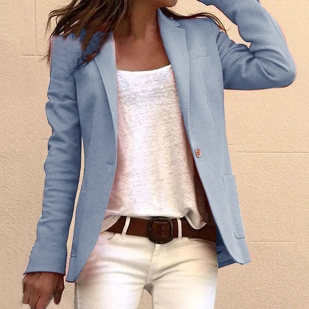 

Fashion Long Sleeve Candy Colors Slim Office Blazer Coats Mujer 2019 Autumn Casual Thin Blazers Women Suit Jackets Pink Coat