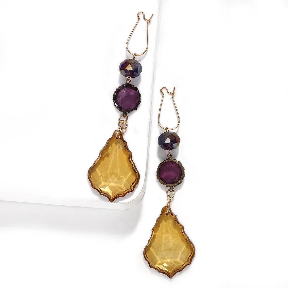 Геометрические длинные висячие серьги с кисточками для женщин Bijoux фиолетовый