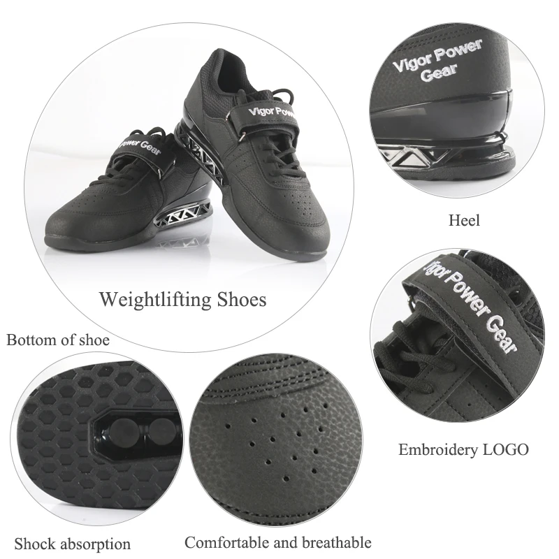 Vigor Powe Gear High Quality Weight Lifting Shoes For Suqte Power Lifting Exercise Training Leather Non Slip Weightlifting Shoe