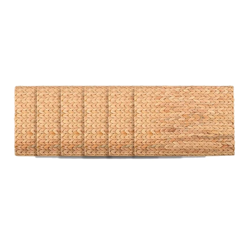 

6 Pack Woven Placemat,Natural Hyacinth Woven Placemat,Rectangular Woven Rattan Table Mat,For Kitchen Party Wedding Decor