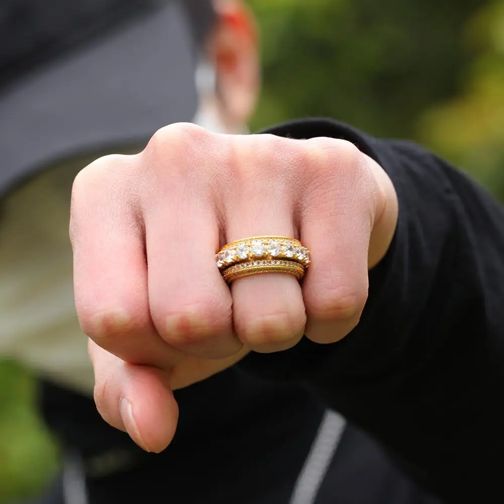 

Iced out spinning ring high quality wholesale hiphop jewelry for men