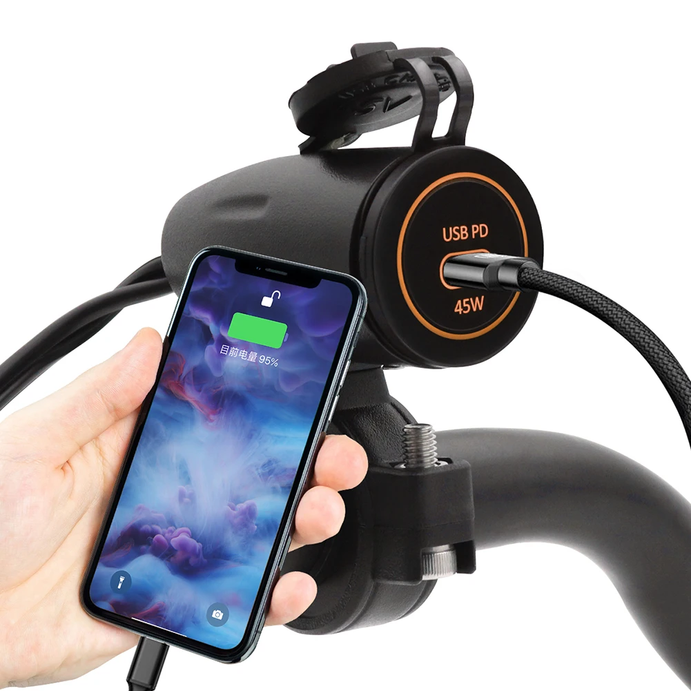 

Motorcycle USB Charger Waterproof Motorbike Electric Bike Handlebar USB Fast Charger Power Socket Adapter Accessories