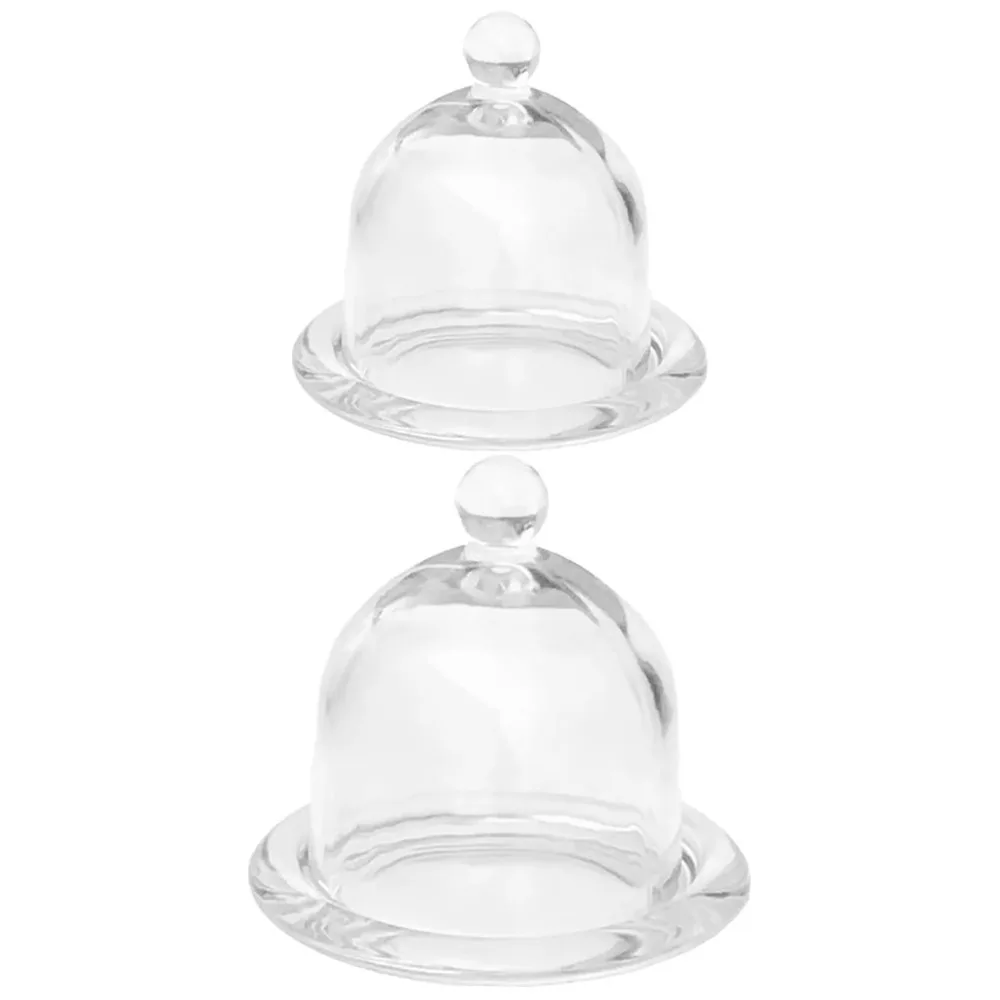 

2Sets Household Food Protective Cover Glass Dessert Cover with Rotating Tray