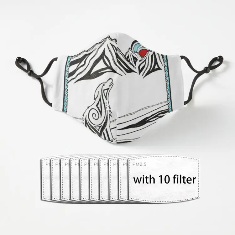 

Модная Пылезащитная дышащая моющаяся маска для лица Wolf Moon, зимняя Пылезащитная и термозащитная маска для женщин и мужчин