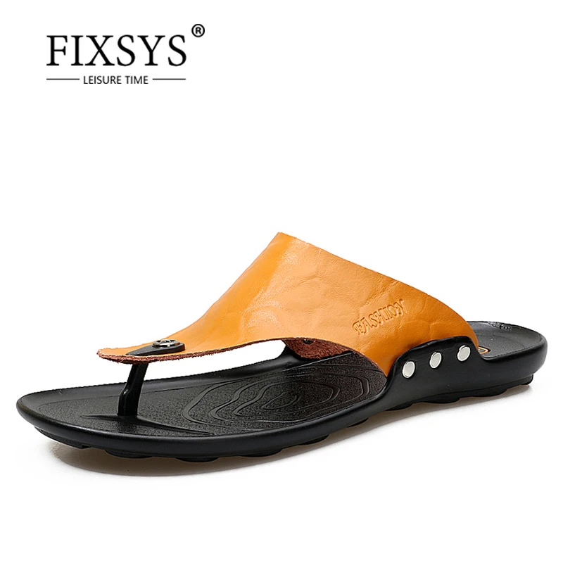 Шлепанцы FIXSYS мужские на плоской подошве мягкие Нескользящие пляжные шлепанцы