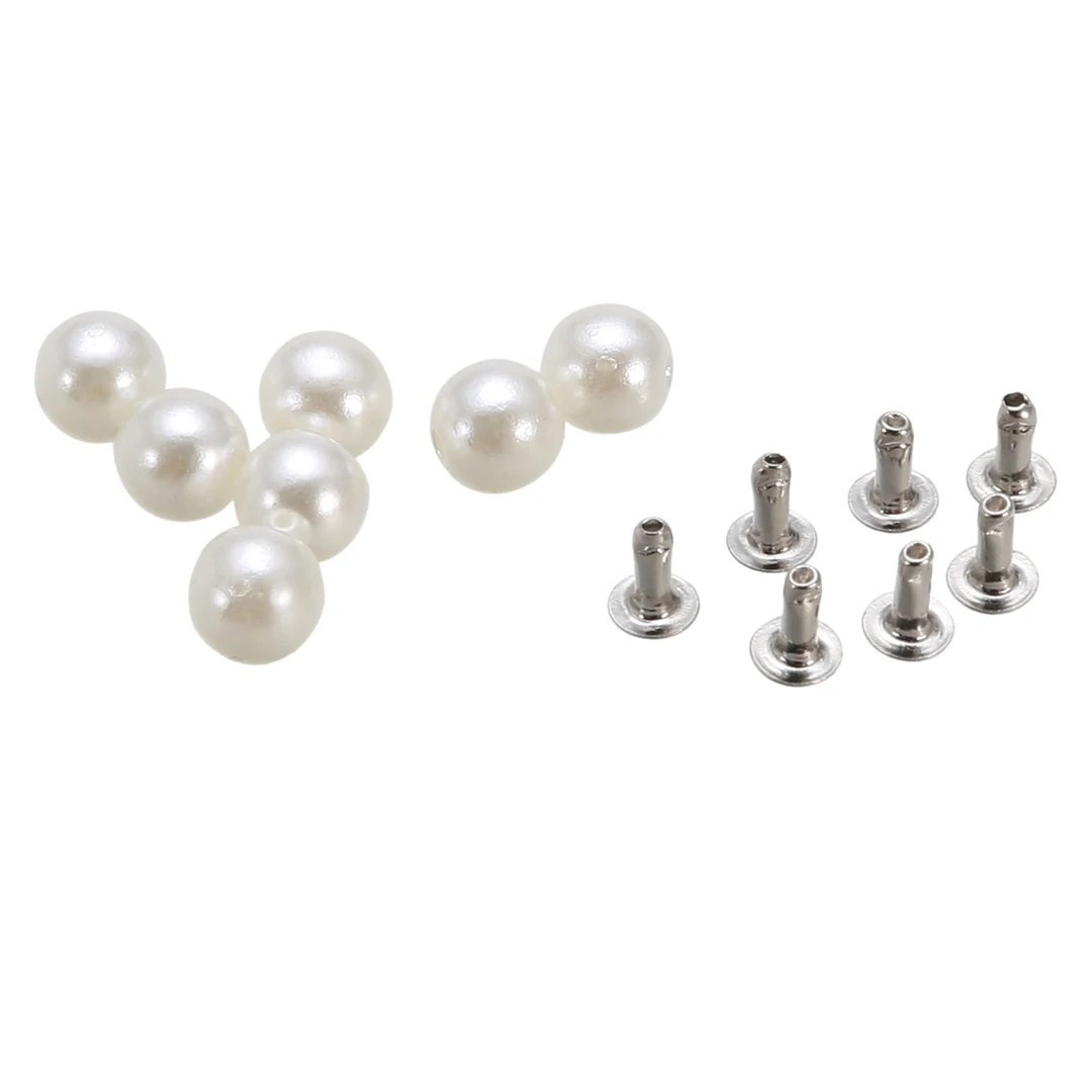 100 шт поделки из кожи жемчужные заклепки 6 мм серебро и слоновая кость для сумки