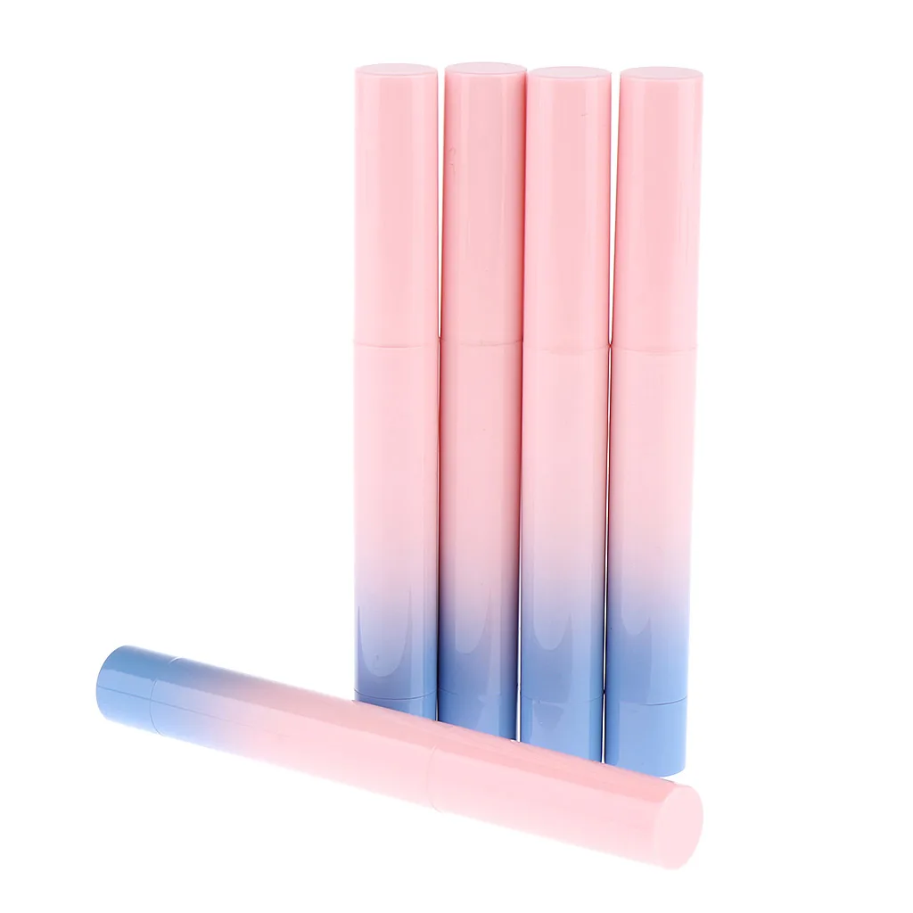 

5, Gradient Color, Empty, 1.5 Gram Lip Balm Tubes with Pink Caps