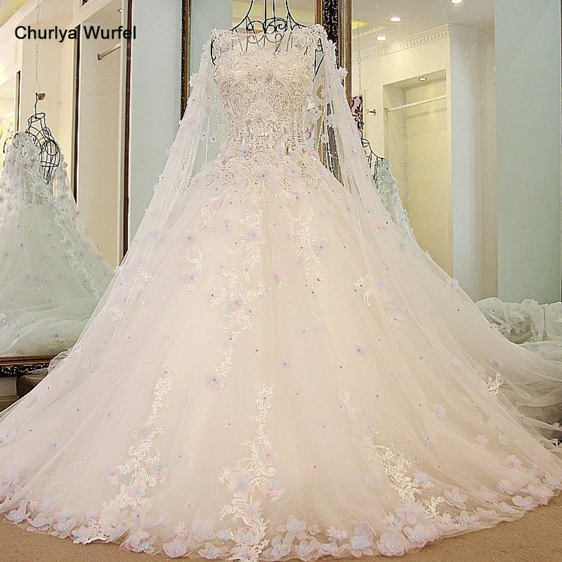 LS54770 роскошное свадебное платье с длинной накидкой бальное фатиновое корсетом