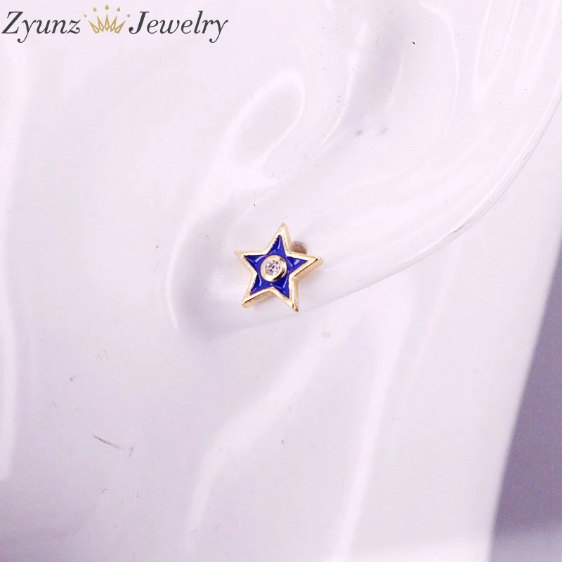 

10 Pairs, Cute Enamel Star Stud Earrings Fashion Jewelry For Women Bridal Engagement Earring