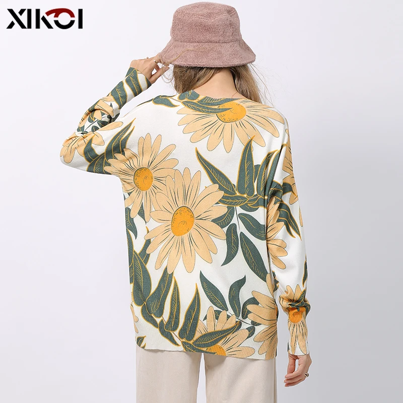 Свитер Женский вязаный оверсайз с круглым вырезом и длинным рукавом | Женская