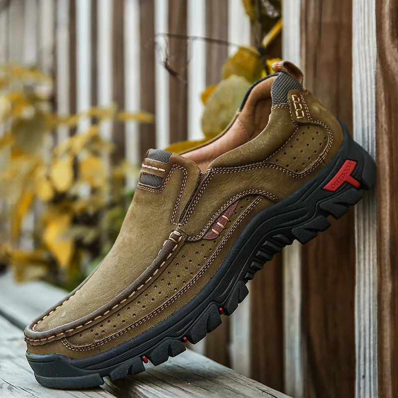 Murah Sepatu Pria 100% Sepatu Kasual Kulit Asli Sepatu Kerja Nyaman Kualitas Tinggi Sepatu Sneakers Tanpa Tali Kulit Sapi Ukuran Besar 48
