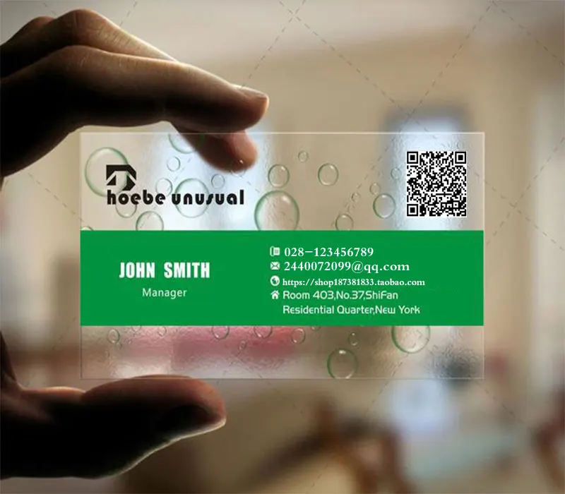 500/1000PCS Customized Printed Pvc Transparent Double sided Business Cards Name Card Frosted Waterproof Free Design