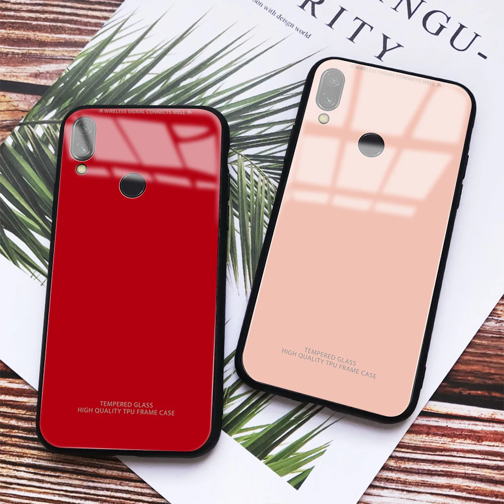 Чехол из закаленного стекла для Xiaomi Redmi 7 7A Note Pro K20 6 5 однотонный стеклянный чехол