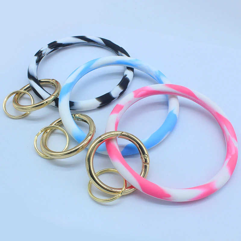

Sport Bracelet Key Ring Silicone Ring Silicone Wristband Wristlet Keychain Camouflage Round Accessories Bracelet Keychain