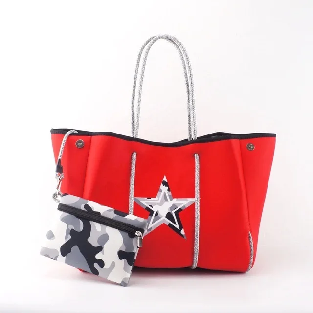 

Neoprene Stara Large Beach Tote Womens Totes Bags- Large Light weight Market, Grocery & Picnic Tote with Oversized Pockets
