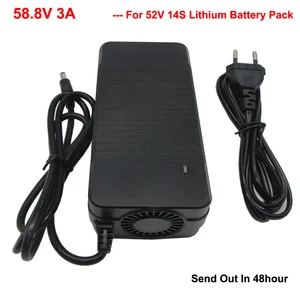 58 8v 3a lithium ebike charger for 51 8v 52v 14s li ion electric bike bicycle scooter battery charger dc xlrm gx16 port with fan free global shipping