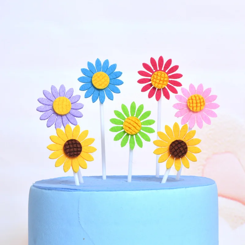 

Wedding Decoration 25 Sticks Sunflower Birthday Cake Insert Card Sunflower Insert Birthday Party Dessert Table Dress Up Flag