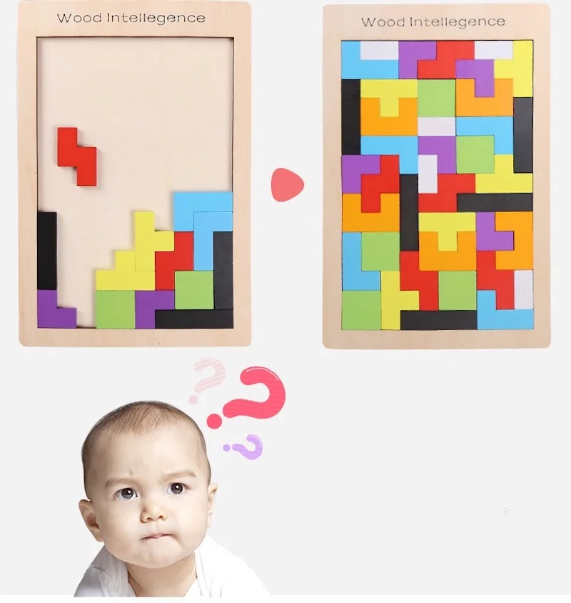 3D Деревянные Пазлы настольные Игрушки Tangram головоломка для детей развивающие