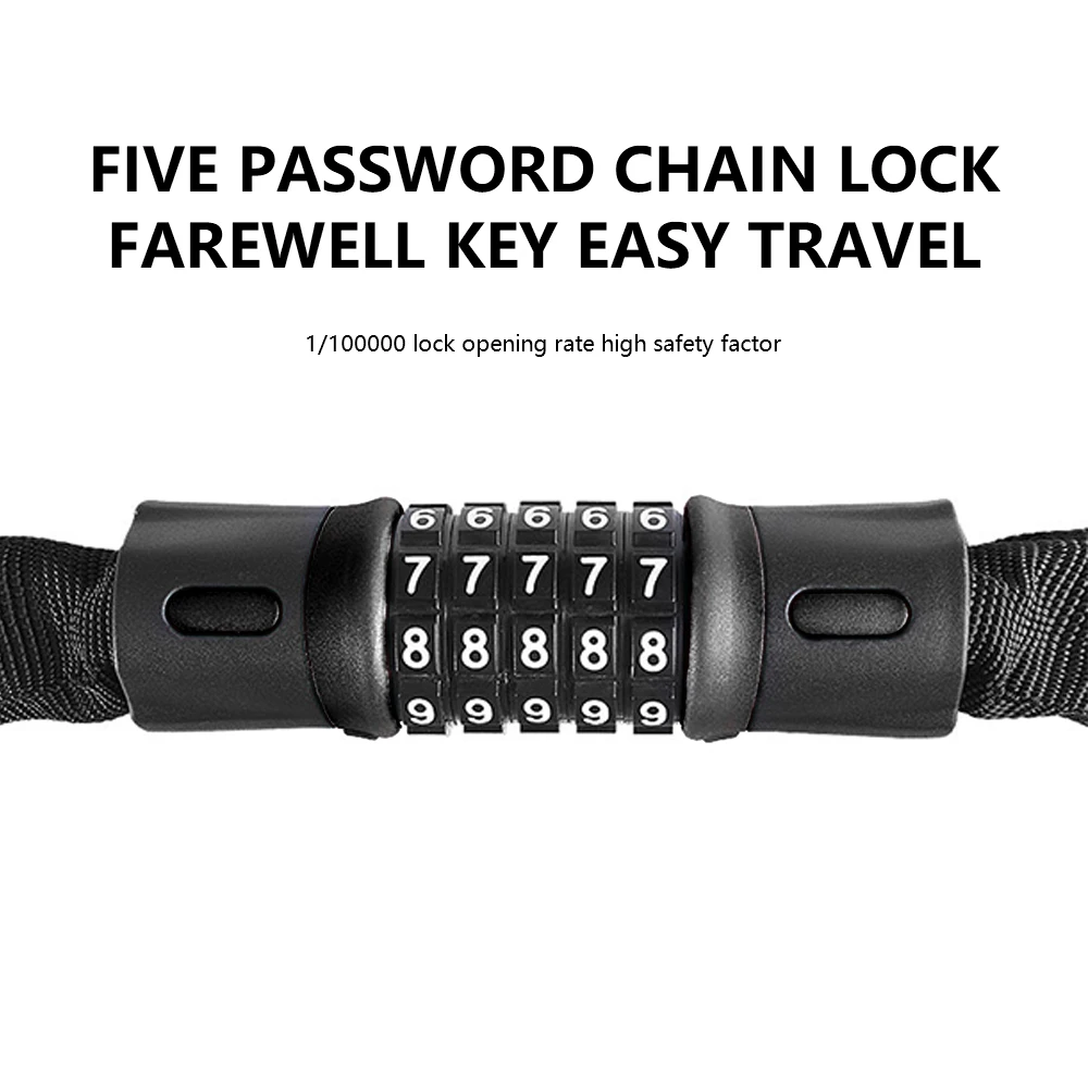 

Bicycle Chain Lock 5 Digit Safety Anti-Theft Password Chain Lock For Motorcycles Motorbike Bike Generator Gate Scooter Accessory
