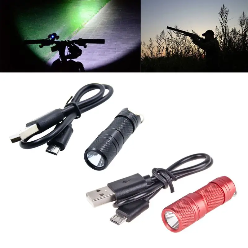 Pocket Mini USB Charging LED Flashlight Electric Torch Portable Waterproof Rechargeable White Light Keychain Camping Night Readi