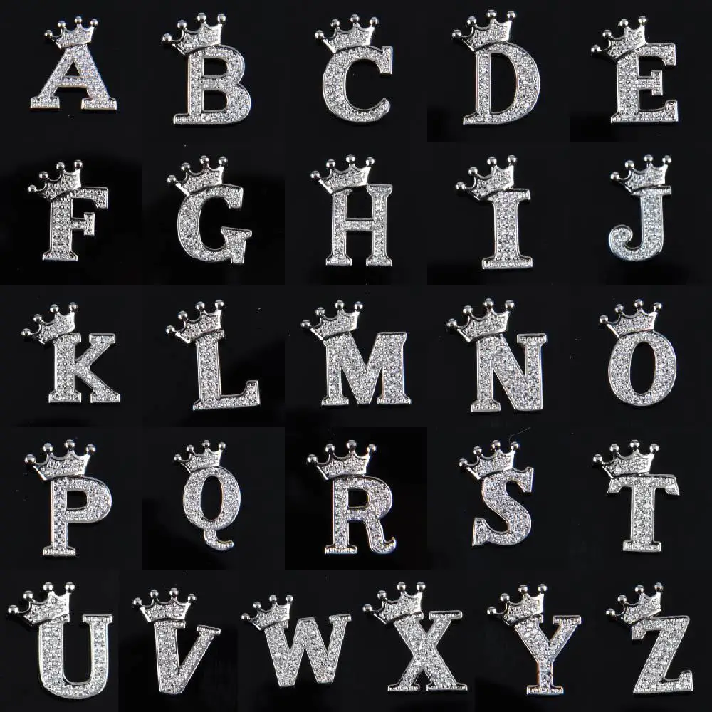 

Hot Sale Metal Croc Shoe Charms Crown Letter Bling Rhinestone Shoes Decorations High Quality Butterfly Wristband Accessories