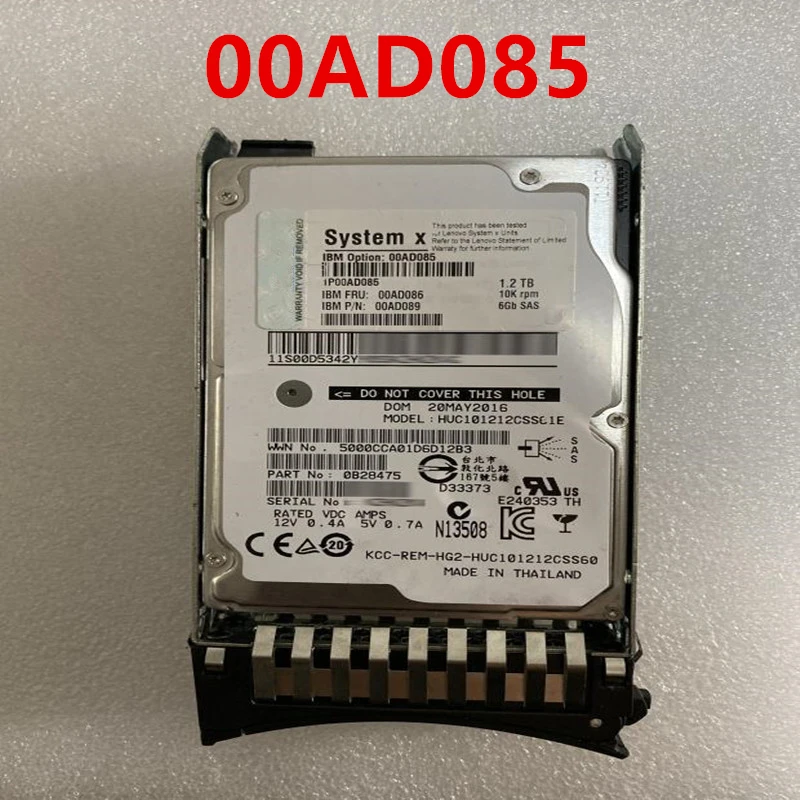 

Original New HDD For IBM 1.2TB 2.5" SAS 6 Gb/s 64MB 10000RPM For Internal HDD For Server HDD For 00AD085 00AD086 00AD089