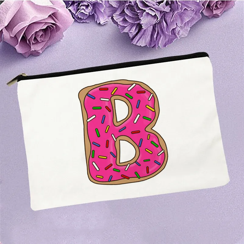 

Women Donut Letter B Printed Make up bag Fashion Women Cosmetics Organizer Bag for Travel Colorful Storage Bag for Lady Bag