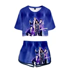 Роскошный спортивный костюм Julie and the Phantoms Dew navel с коротким рукавом, наборы из двух предметов для красивых девушек, футболки 3D, шорты, штаны