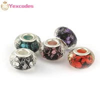 2pcslot resin glossy inner flower bauhinia big hole beads diy accessories loose beads european style brand women accessories