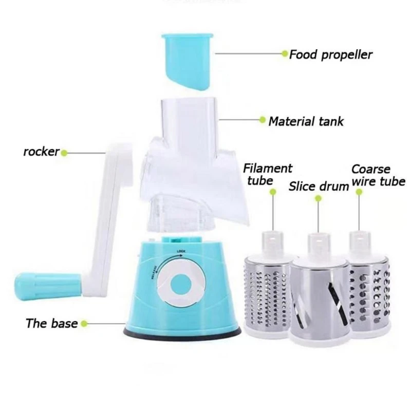 

Rotary Cheese Grater 3 Blade Hand Crank Turns Chopper Kitchen Gadgets Potato Slicer Shredder Grinder Extremely Stable G99A