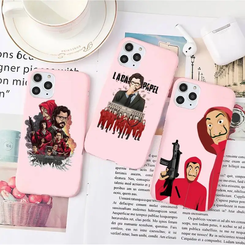 

La Casa de papel Money Heist House Paper Phone Case Candy Color for iPhone 6 7 8 11 12 s mini pro X XS XR MAX Plus