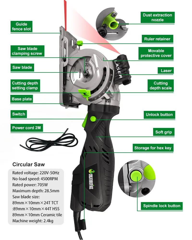 89 мм электрическая мини ручная Проводная 705 Вт циркулярная пила для мебели
